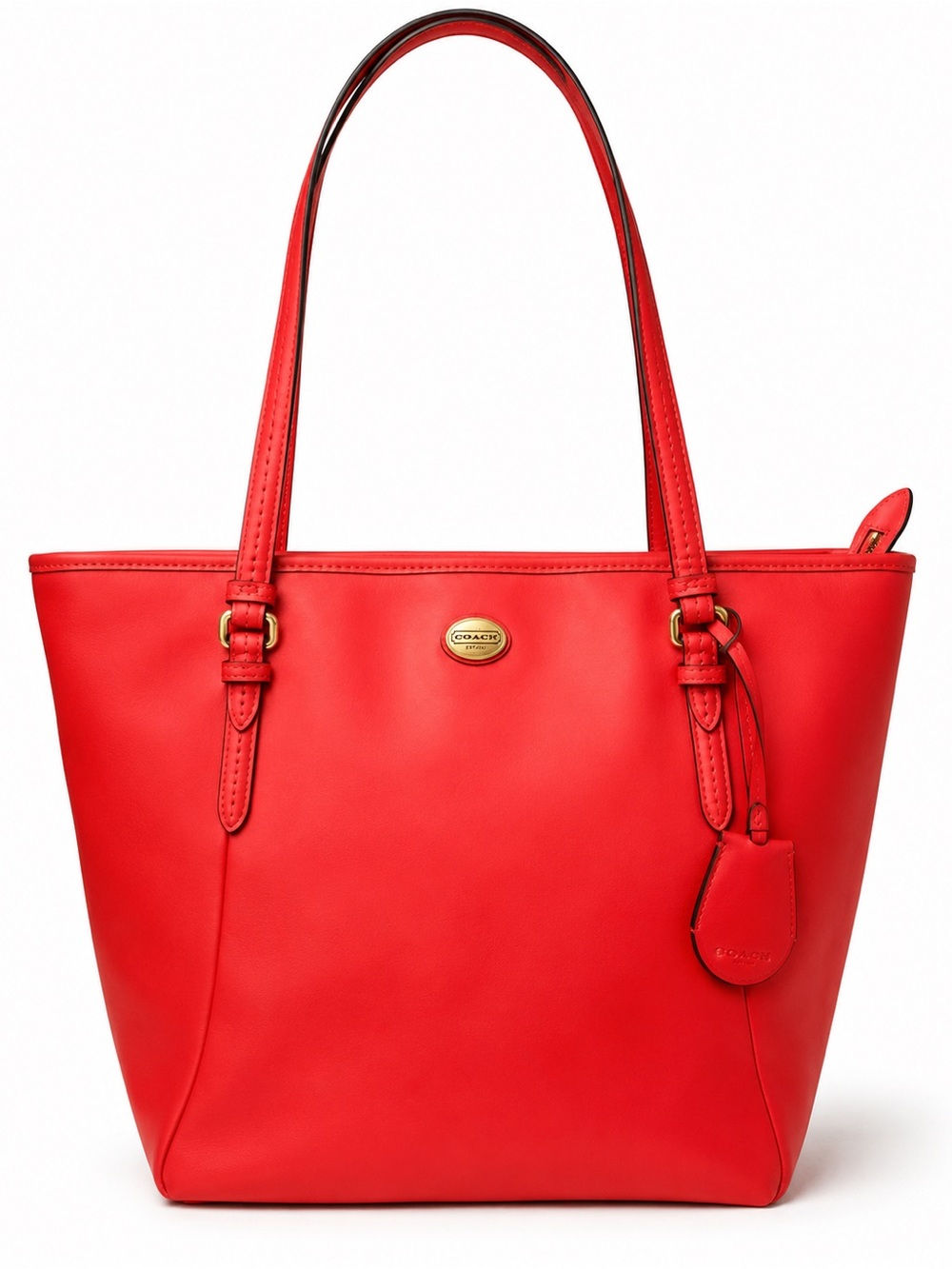 Coach Peyton Red Crossgrain Leather Zip Tote Shoulder Handbag Laptop Bag F27349
